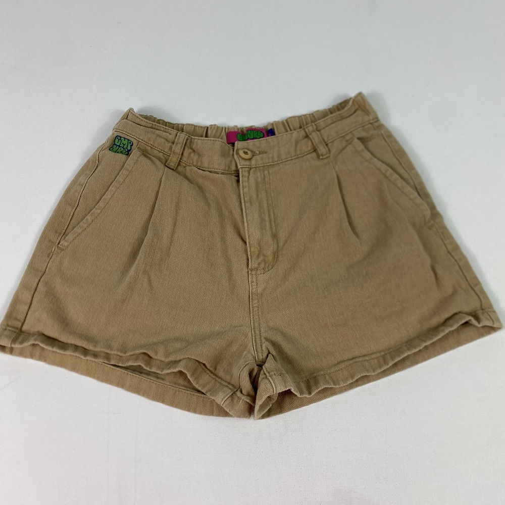 Vintage Empyre Shorts Womens Small Beige Chino Twill Elastic Waist Logo Tori